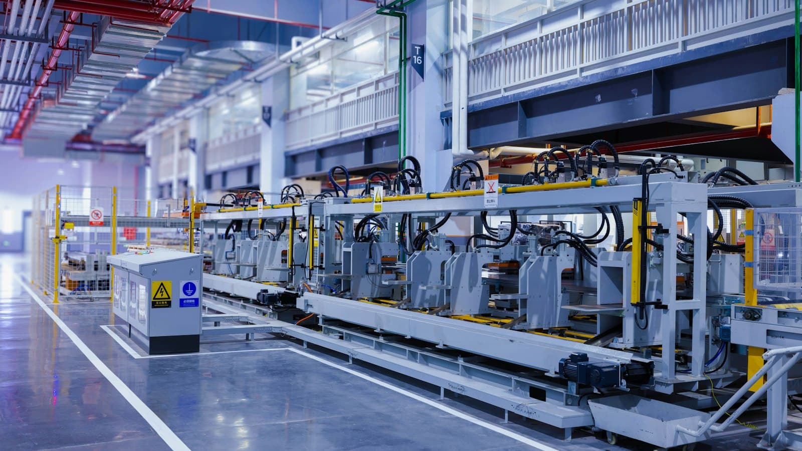 Utilaj industrial într-o hală de producție